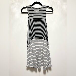 Striped Sleeveless Dress - Black & Gray